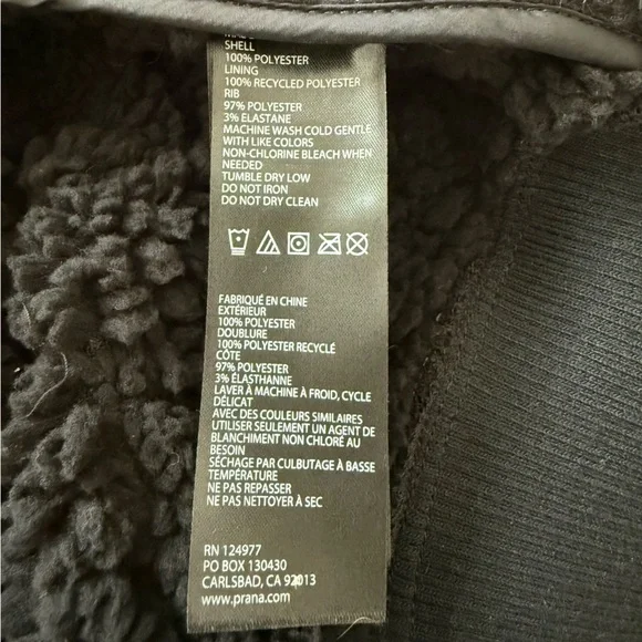 Prana Black Diva Bomber Fleece Jacket Large - Picture 9 of 14